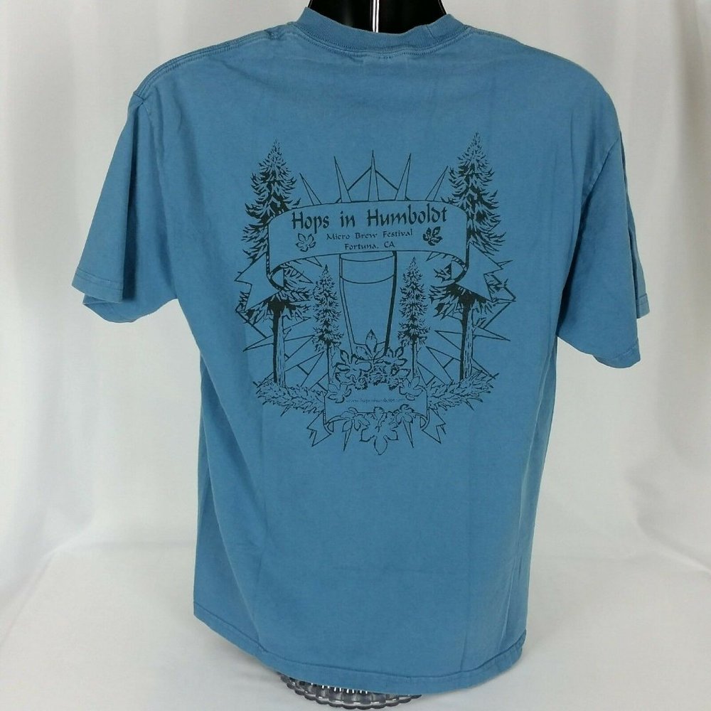 Hops in Humboldt Micro Brew Festival Blue Tee Shirt Mens Large Humboldt County - Picture 6 of 10
